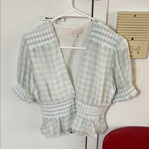 WAYF Light Blue Gingham Blouse
